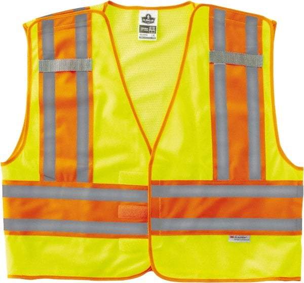 Ergodyne - Size 6X/7XL High Visibility Lime Mesh/Solid Public Safety Vest - 64 to 70" Chest, ANSI/ISEA 107, Hook & Loop Closure, 1 Pocket, Polyester - Makers Industrial Supply