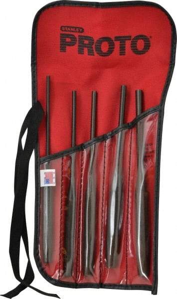 Proto - 5 Piece, 5/32 to 5/16", Pin Punch Set - Hex Shank, Steel, Comes in Tool Roll - Makers Industrial Supply