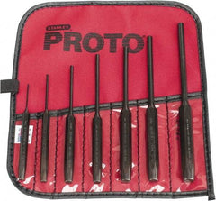 Proto - 7 Piece, 1/16 to 1/4", Pin Punch Set - Hex Shank, Steel, Comes in Tool Roll - Makers Industrial Supply