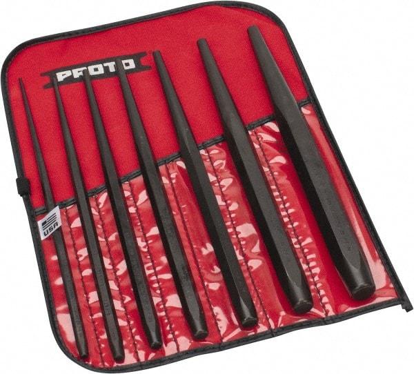 Proto - 7 Piece, 3/32 to 3/8", Drift Punch Set - Hex Shank, Steel, Comes in Tool Roll - Makers Industrial Supply