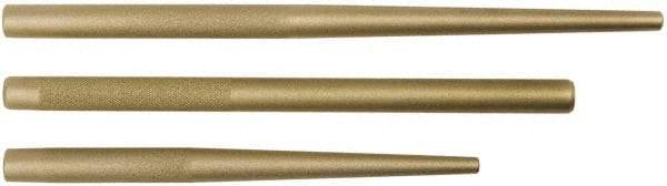 Proto - 3 Piece, 3/8 to 3/4", Drift Punch Set - Round Shank, Brass, Comes in Tool Roll - Makers Industrial Supply