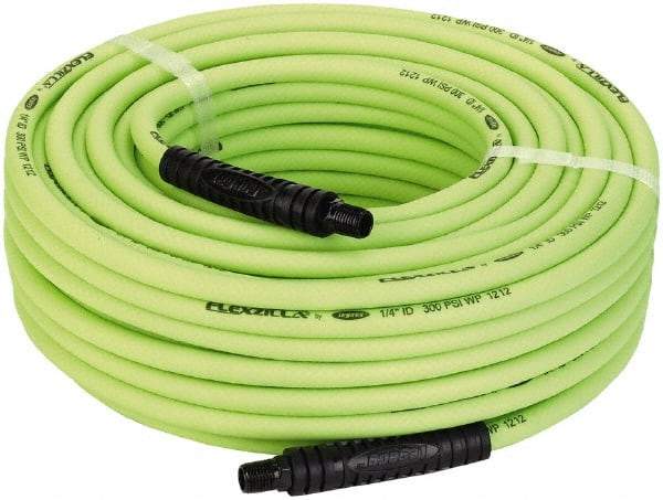 Legacy - 1/4" ID x 0.46" OD 100' Long Multipurpose Air Hose - MNPT x MNPT Ends, 300 Working psi, 140°, 1/4" Fitting, Green - Makers Industrial Supply