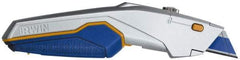 Irwin - Retractable Utility Knife - 5-3/4" Blade, Blue, Yellow & Silver ProTouch Handle, 10 Blades Included - Makers Industrial Supply