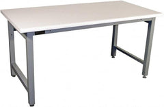 Proline - 60 Wide x 30" Deep x 36" High, Plastic Laminate Workbench - Adjustable Height Legs, Gray - Makers Industrial Supply