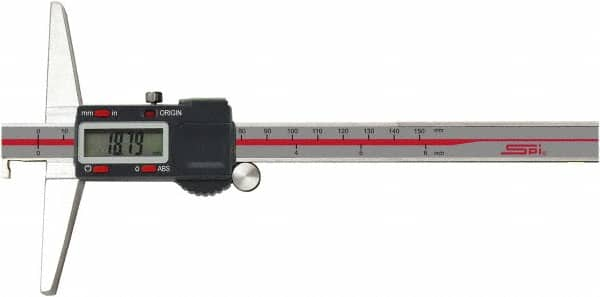 SPI - 0" to 8" Electronic Depth Gage - 0.0015" Accuracy, 0.0005" Resolution, 4" Base Length - Makers Industrial Supply