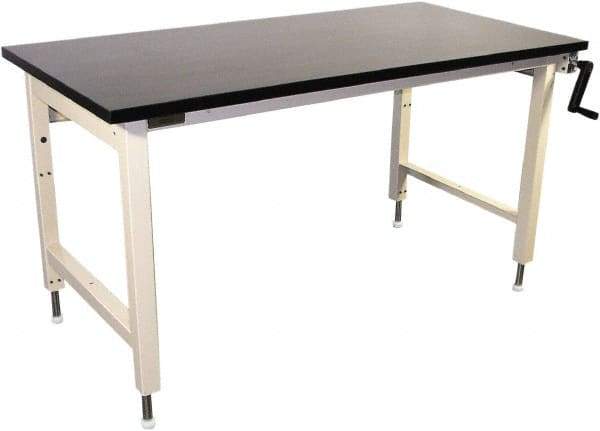 Proline - 72 Wide x 30" Deep x 42" High, Chem-Guard Workbench - Adjustable Height Legs, Beige - Makers Industrial Supply