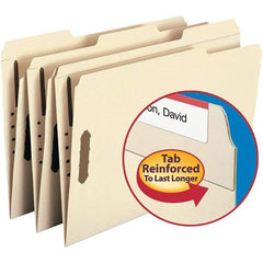 SMEAD - 14-5/8 x 9-1/2", Legal, Manila, File Folders with Top Tab - 11 Point Stock, Assorted Tab Cut Location - Makers Industrial Supply