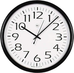 UNIVERSAL - 12 Inch Diameter, White Face, Dial Wall Clock - Analog Display, Black Case, Runs on AA Battery - Makers Industrial Supply