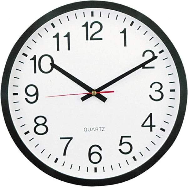 UNIVERSAL - 11-1/2 Inch Diameter, White Face, Dial Wall Clock - Analog Display, Black Case, Runs on AA Battery - Makers Industrial Supply