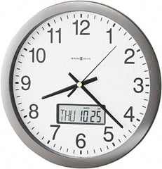 Howard Miller - 12 Inch Diameter, White Face, Dial Wall Clock - Analog Display, Gray Case, Runs on AA Battery - Makers Industrial Supply