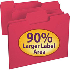 SMEAD - 11-5/8 x 9-1/2", Letter Size, Red, File Folders with Top Tab - 11 Point Stock, Assorted Tab Cut Location - Makers Industrial Supply