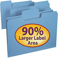 SMEAD - 11-5/8 x 9-1/2", Letter Size, Blue, File Folders with Top Tab - 11 Point Stock, Assorted Tab Cut Location - Makers Industrial Supply