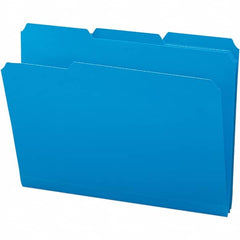 SMEAD - 11-5/8 x 9-1/2", Letter Size, Blue, File Folders with Top Tab - Assorted Tab Cut Location - Makers Industrial Supply