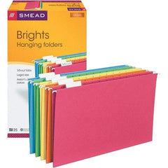 SMEAD - 14-5/8 x 9-1/2", Legal, Assorted Colors, Hanging File Folder - 11 Point Stock, 1/5 Tab Cut Location - Makers Industrial Supply