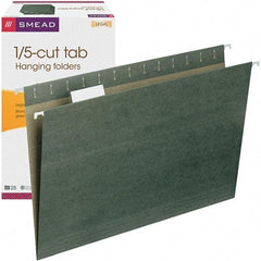 SMEAD - 14-5/8 x 9-1/2", Legal, Standard Green, Hanging File Folder - 11 Point Stock, 1/5 Tab Cut Location - Makers Industrial Supply