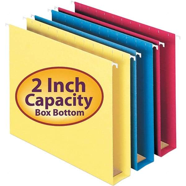 SMEAD - 12-1/4 x 9-1/2", Letter Size, Assorted Colors, Hanging File Folders with Box Bottom - 11 Point Stock, 1/5 Tab Cut Location - Makers Industrial Supply