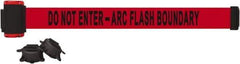 Banner Stakes - 7' Long x 2-1/2" Wide Nylon/Polyester Magnetic Wall Mount Barrier - Black on Red - Makers Industrial Supply