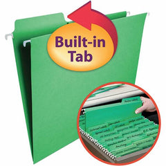 SMEAD - 12-1/4 x 9-1/2", Letter Size, Green, Hanging File Folder - 11 Point Stock, 1/3 Tab Cut Location - Makers Industrial Supply