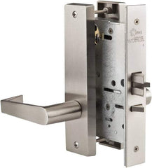 Ability One - Grade 1 Passage Lever Lockset - 2-3/4" Back Set, Zinc, Satin Stainless Steel Finish - Makers Industrial Supply