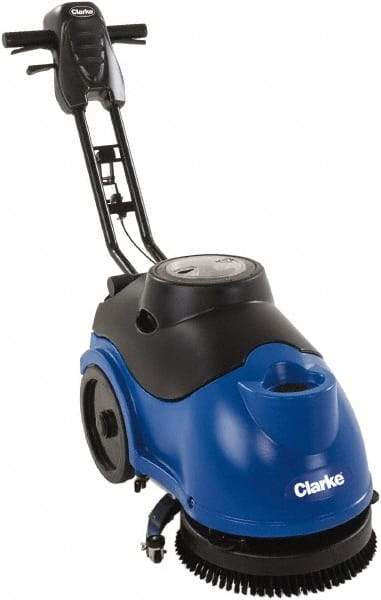 Clarke - 15" Cleaning Width, Battery Powered Floor Scrubber - 0.33 hp, 150 RPM, 3.5 Gal Tank Capacity - Makers Industrial Supply