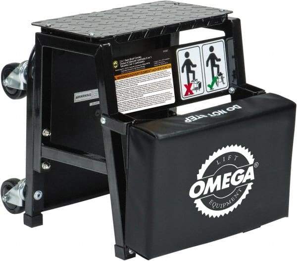 Omega Lift Equipment - 350 Lb Capacity, 4 Wheel Creeper Seat - Alloy Steel, 15-3/4" Long x 17.72" Overall Height x 7" Wide - Makers Industrial Supply