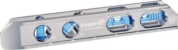 Empire Level - Magnetic 8" Long 4 Vial I-Beam Level - Metal, Silver, 2 Level & 1 Plumb & 1 45° Vials - Makers Industrial Supply