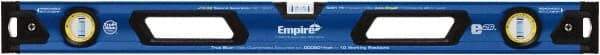 Empire Level - 32" Long 3 Vial Box Beam Level - Metal, Blue, 1 Level & 2 Plumb Vials - Makers Industrial Supply