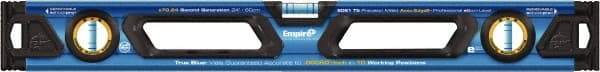 Empire Level - Magnetic 24" Long 3 Vial Box Beam Level - Metal, Blue, 1 Level & 2 Plumb Vials - Makers Industrial Supply