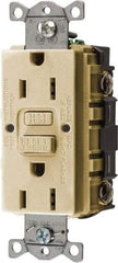 Hubbell Wiring Device-Kellems - 1 Phase, 5-15R NEMA, 125 VAC, 15 Amp, GFCI Receptacle - 2 Pole, Back and Side Wiring, Commercial Grade - Makers Industrial Supply