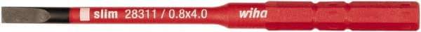 Wiha - 4mm Drive, Slotted Screwdriver Bit - 75mm OAL - Makers Industrial Supply