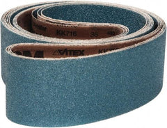 VSM - 2" Wide x 132" OAL, 36 Grit, Zirconia Alumina Abrasive Belt - Zirconia Alumina, Coarse, Coated, X Weighted Cloth Backing, Wet/Dry, Series ZK713X - Makers Industrial Supply