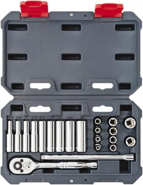 Crescent - 26 Pc 1/4" Drive Deep Socket Set - Exact Industrial Supply