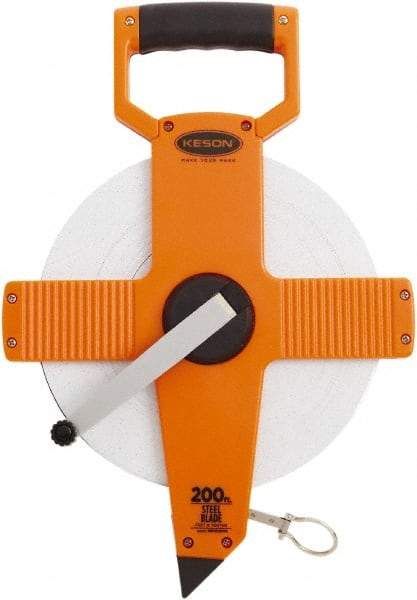 Keson - 200' x 3/8" Tape Measure - 1/10 & 1/100" Graduation - Makers Industrial Supply