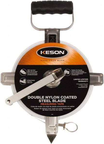 Keson - 100' x 3/8" Tape Measure - 1/10 & 1/100' Graduation - Makers Industrial Supply