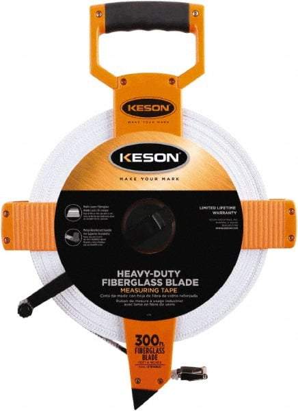 Keson - 300' x 1/2" Tape Measure - 1/8" Graduation - Makers Industrial Supply