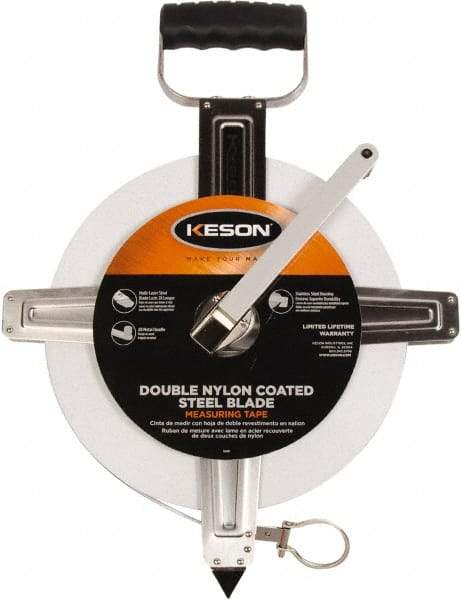 Keson - 300' x 3/8" Tape Measure - 1/10 & 1/100" Graduation - Makers Industrial Supply