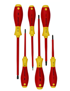 Insulated Screwdrivers Slotted 4.5; 6.5mm Phillips #1; 2. Square #1; 2. 6 Piece Set - Makers Industrial Supply