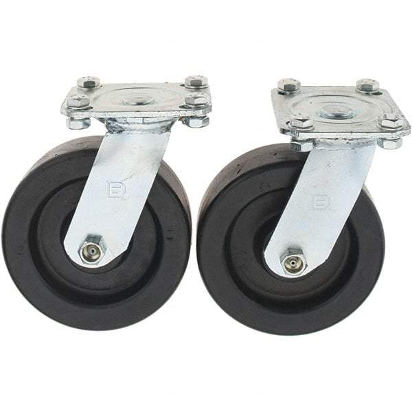 Value Collection - 6" Diam x 2" Wide x 7-39/64" OAH Top Plate Mount Swivel Caster - Polypropylene, 1,000 Lb Capacity, Sleeve Bearing, 3-7/8 x 4-1/2" Plate - Makers Industrial Supply