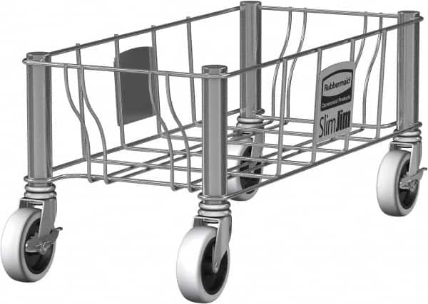 Rubbermaid - Rectangle Stainless Steel Trash Can Dolly - Compatible with 16 & 23 Gal Containers, Compatible with Vented Slim Jim - Makers Industrial Supply