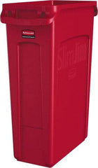 Rubbermaid - 23 Gal Red Rectangle Trash Can - Polyethylene, None Graphic, 30" High x 22" Long x 11" Wide, Lid Not Included - Makers Industrial Supply