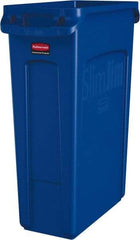 Rubbermaid - 23 Gal Blue Rectangle Trash Can - Polyethylene, None Graphic, 30" High x 22" Long x 11" Wide, Lid Not Included - Makers Industrial Supply