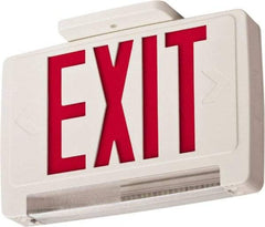 Lithonia Lighting - 1 Face, 2.32 Watt, White, Thermoplastic, LED, Illuminated Exit Sign - 120/277 VAC, Nickel Cadmium, Surface Mounted, Wall Mounted - Makers Industrial Supply