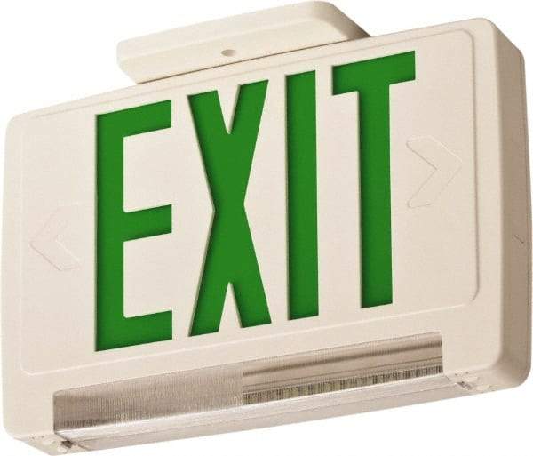 Lithonia Lighting - 1 Face, 2.32 Watt, White, Thermoplastic, LED, Illuminated Exit Sign - 120/277 VAC, Nickel Cadmium, Surface Mounted, Wall Mounted - Makers Industrial Supply