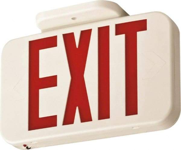 Lithonia Lighting - 1 Face, 0.8 Watt, White, Thermoplastic, LED, Illuminated Exit Sign - 120/277 VAC, Nickel Cadmium, Surface Mounted, Wall Mounted - Makers Industrial Supply