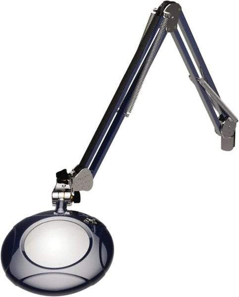 O.C. White - 43 Inch, Spring Suspension, Clamp on, LED, Spectre Blue, Magnifying Task Light - 8 Watt, 7.5 and 15 Volt, 2x Magnification, 5 Inch Long - Makers Industrial Supply