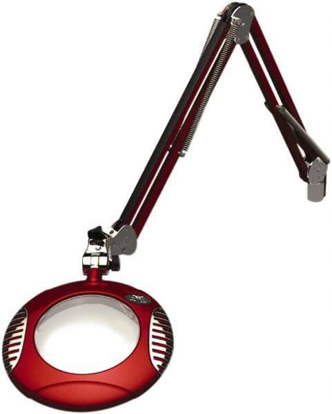 O.C. White - 43 Inch, Spring Suspension, Clamp on, LED, Blaze Red, Magnifying Task Light - 8 Watt, 7.5 and 15 Volt, 2x Magnification, 6 Inch Long - Makers Industrial Supply