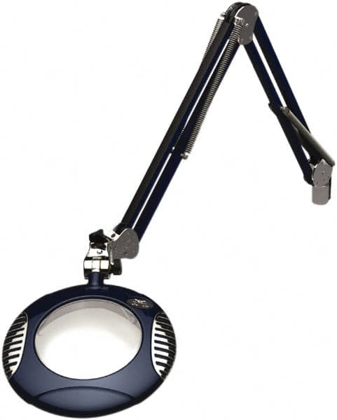 O.C. White - 43 Inch, Spring Suspension, Clamp on, LED, Spectre Blue, Magnifying Task Light - 8 Watt, 7.5 and 15 Volt, 2x Magnification, 6 Inch Long - Makers Industrial Supply