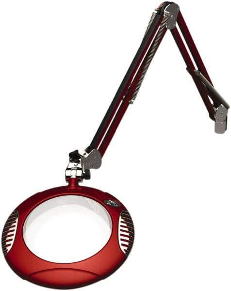 O.C. White - 43 Inch, Spring Suspension, Clamp on, LED, Blaze Red, Magnifying Task Light - 8 Watt, 7.5 and 15 Volt, 2x Magnification, 5-1/4 Inch Wide, 7-1/2 Inch Long - Makers Industrial Supply