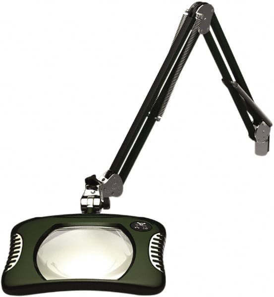 O.C. White - 43 Inch, Spring Suspension, Clamp on, LED, Racing Green, Magnifying Task Light - 8 Watt, 7.5 and 15 Volt, 2x Magnification, 5-1/4 Inch Wide, 7 Inch Long - Makers Industrial Supply