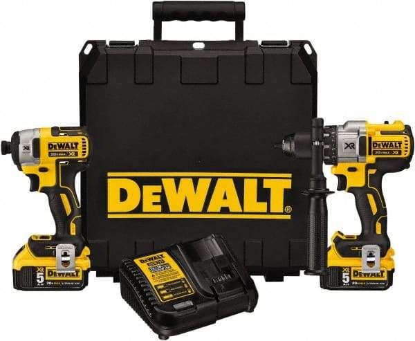 DeWALT - 20 Volt Cordless Tool Combination Kit - Includes 1/2" Brushless Hammerdrill & 1/4" Brushless Compact Impact Driver, Lithium-Ion Battery Included - Makers Industrial Supply